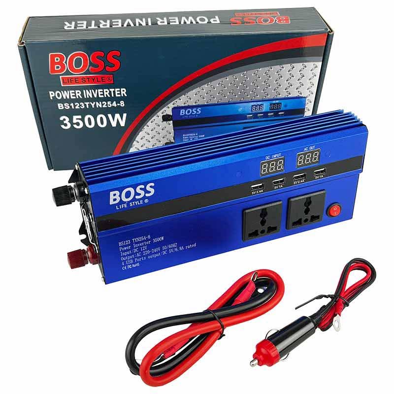 محول انفيرتر ماركة BOSS ..  3500 واط   ( جهاز تحويل كهرباء بطارية السيارة من 12 فولت الى 220 فولت )
